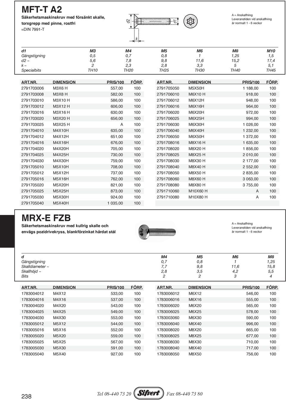 2791706012 M6X12H 948,00 100 2791703012 M3X12 H 606,00 100 2791706016 M6X16H 964,00 100 2791703016 M3X16 H 630,00 100 2791706020 M6X20H 972,00 100 2791703020 M3X20 H 656,00 100 2791706025 M6X25H