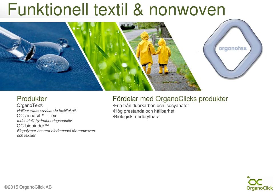 Biopolymer-baserat bindemedel för nonwoven och textiler Fördelar med OrganoClicks