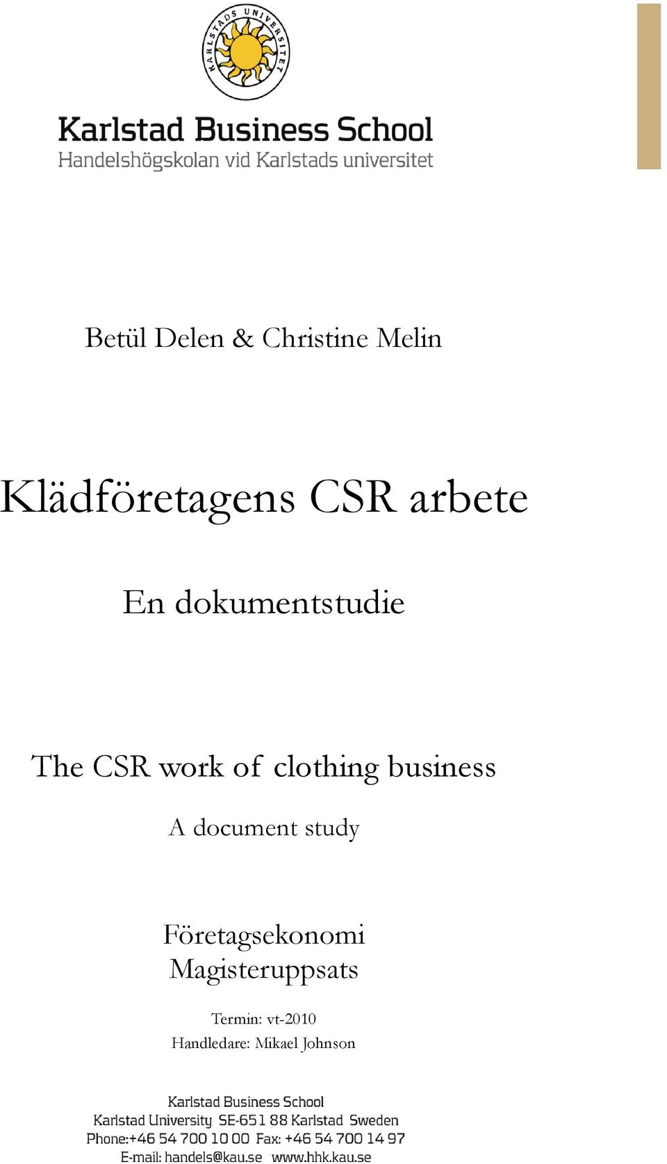 business A document study Företagsekonomi