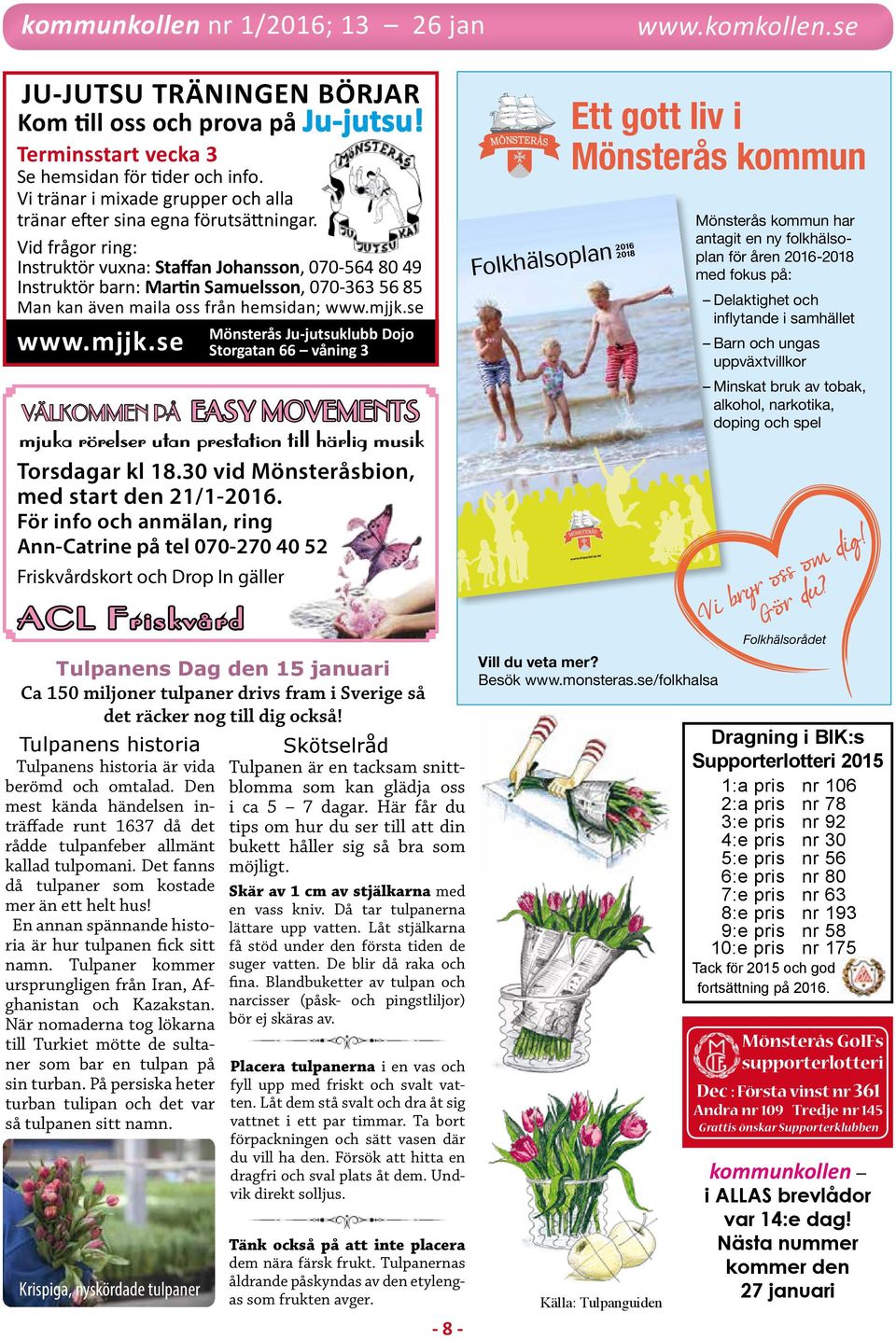 se www.mjjk.se acl Friskvård Tulpanens Dag den 15 januari Ca 150 miljoner tulpaner drivs fram i Sverige så det räcker nog till dig också!