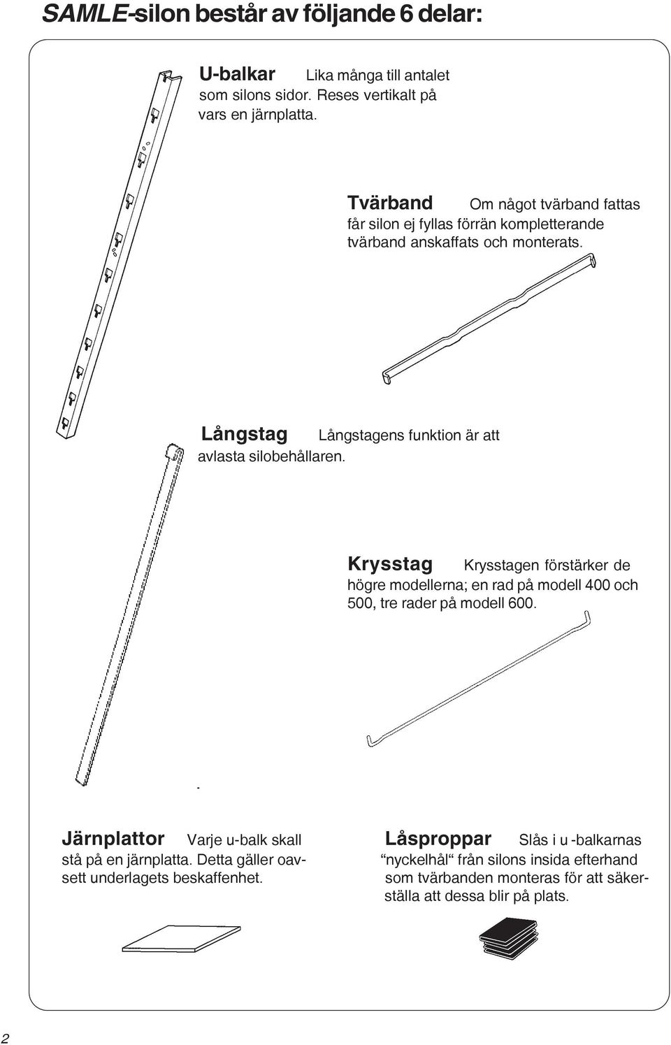 Långstag Långstagens funktion är att avlasta silobehållaren.