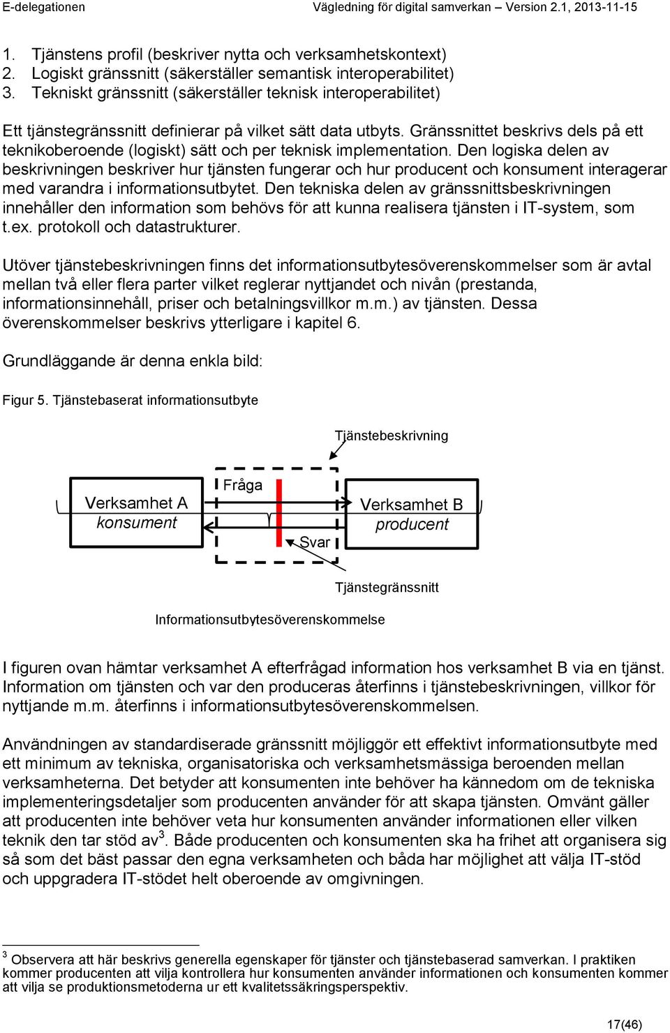 Gränssnittet beskrivs dels på ett teknikoberoende (logiskt) sätt och per teknisk implementation.