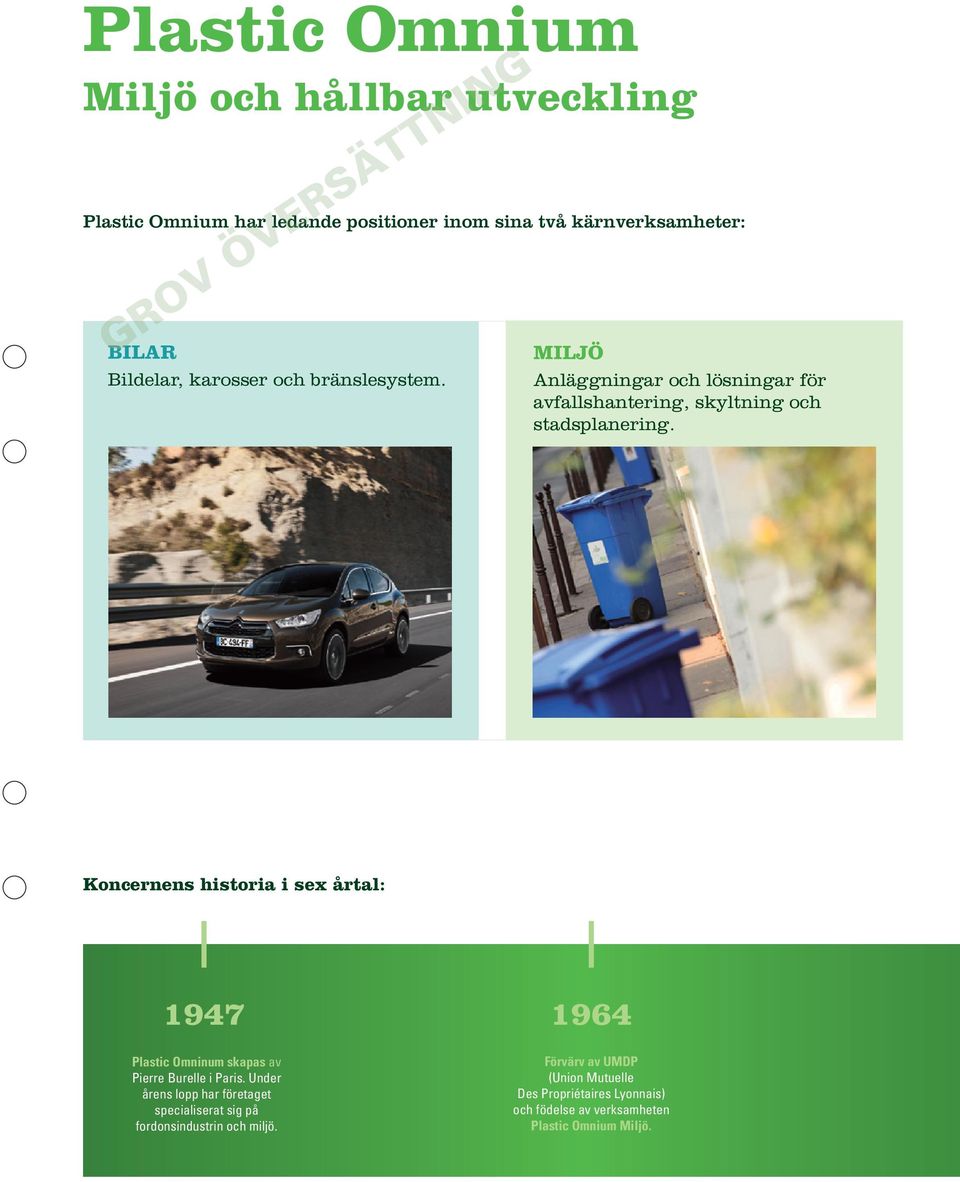 positions de leader mondial dans ses deux métiers : V O AUTOMOBILE ENVIRONNEMENT GR BILAR Pièces et modules de carrosserie, Bildelar, karosser och bränslesystem.