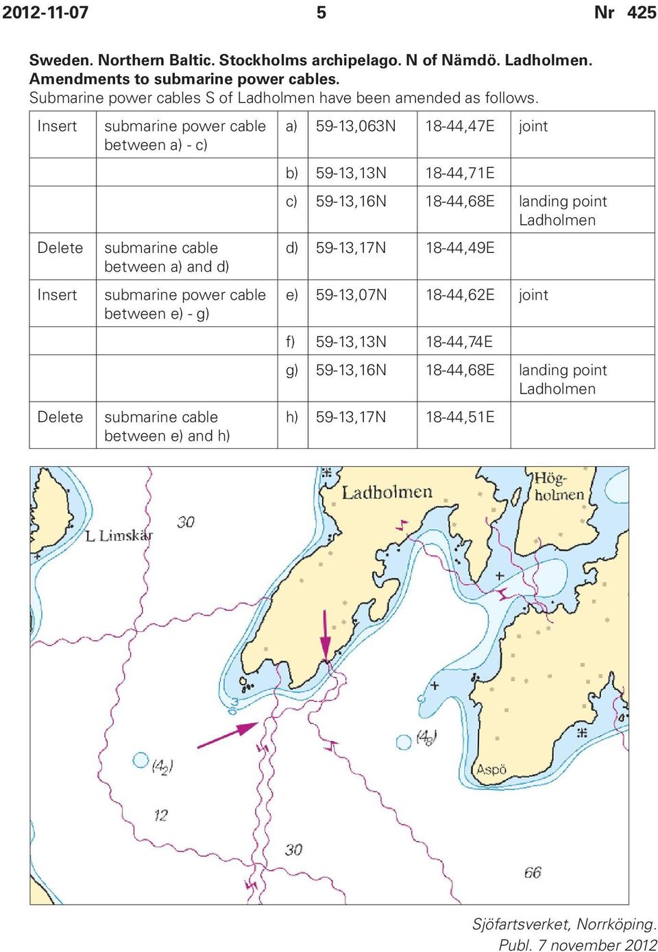 Insert Delete Insert Delete submarine power cable between a) - c) submarine cable between a) and d) submarine power cable between e) - g) submarine cable