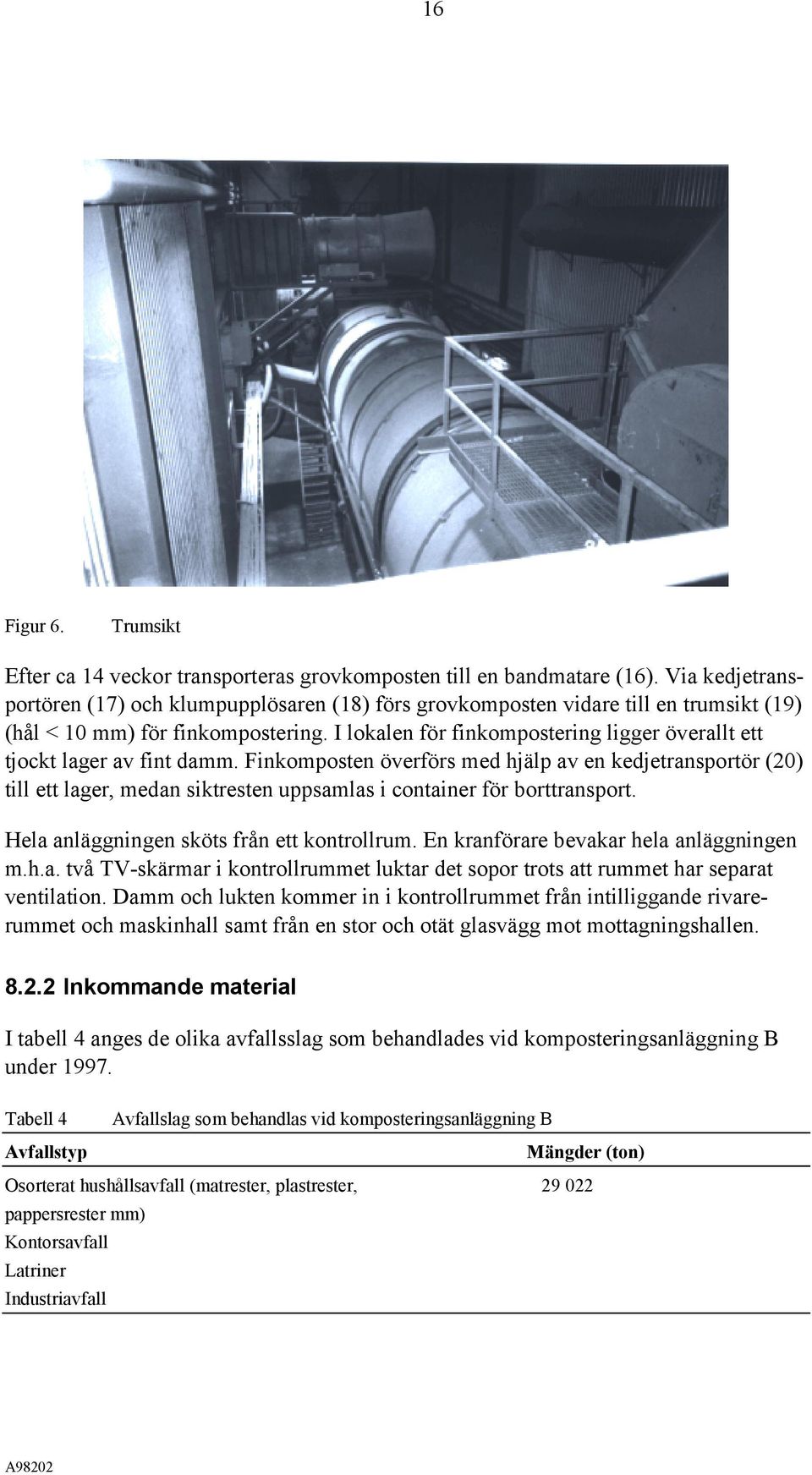 I lokalen för finkompostering ligger överallt ett tjockt lager av fint damm.