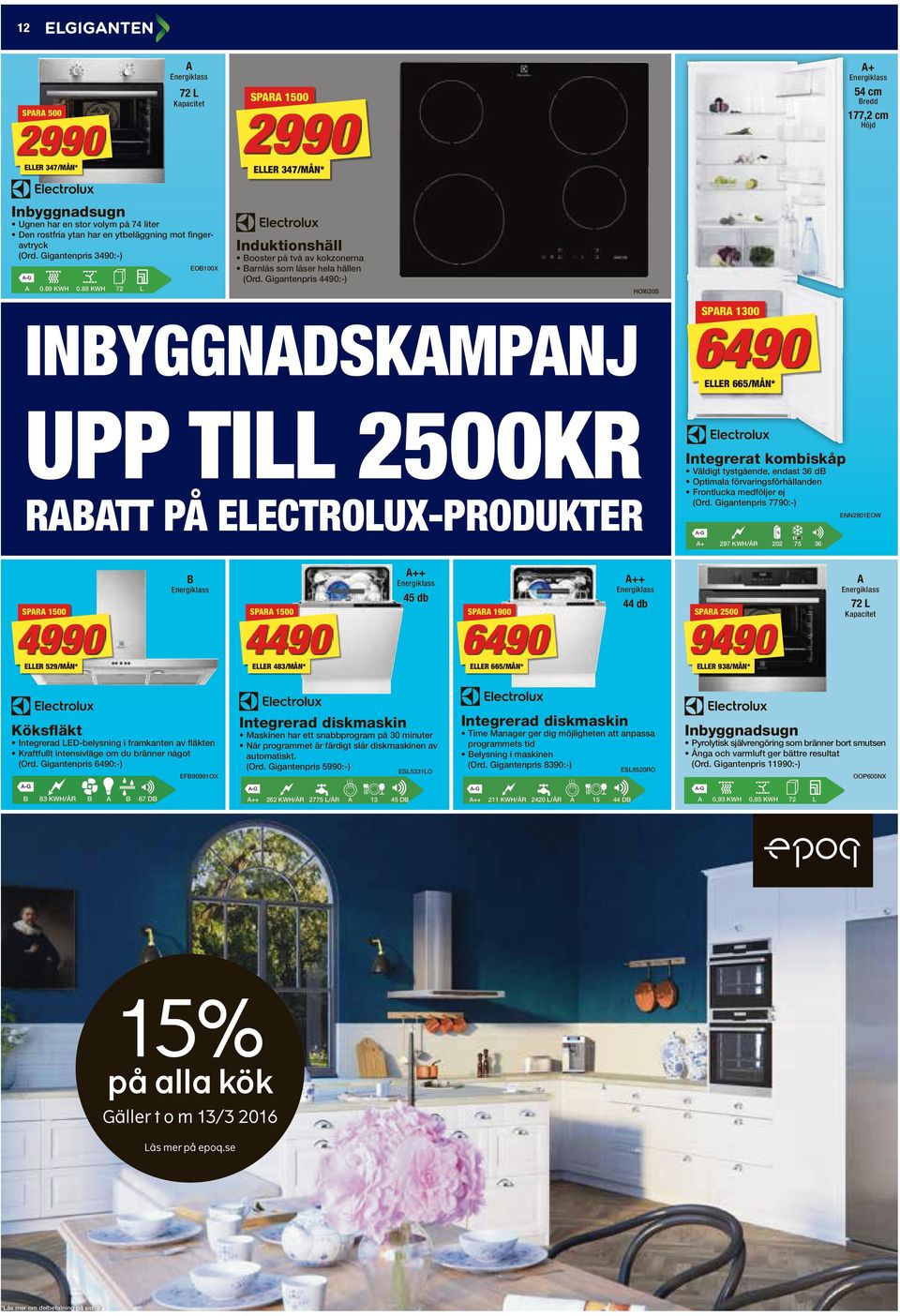 Gigantpris 4490:-) L HOI620S INBYGGNDSKMPNJ UPP TILL 2500KR RBTT PÅ ELECTROLUX-PRODUKTER B SPR 1500 4990 Integrerad LED-belysning i framkant av fläkt Kraftfullt intsivläge om du bränner något (Ord.