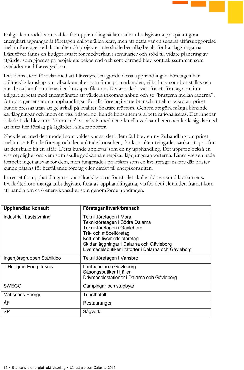 Därutöver fanns en budget avsatt för medverkan i seminarier och stöd till vidare planering av åtgärder som gjordes på projektets bekostnad och som därmed blev kontraktssumman som avtalades med