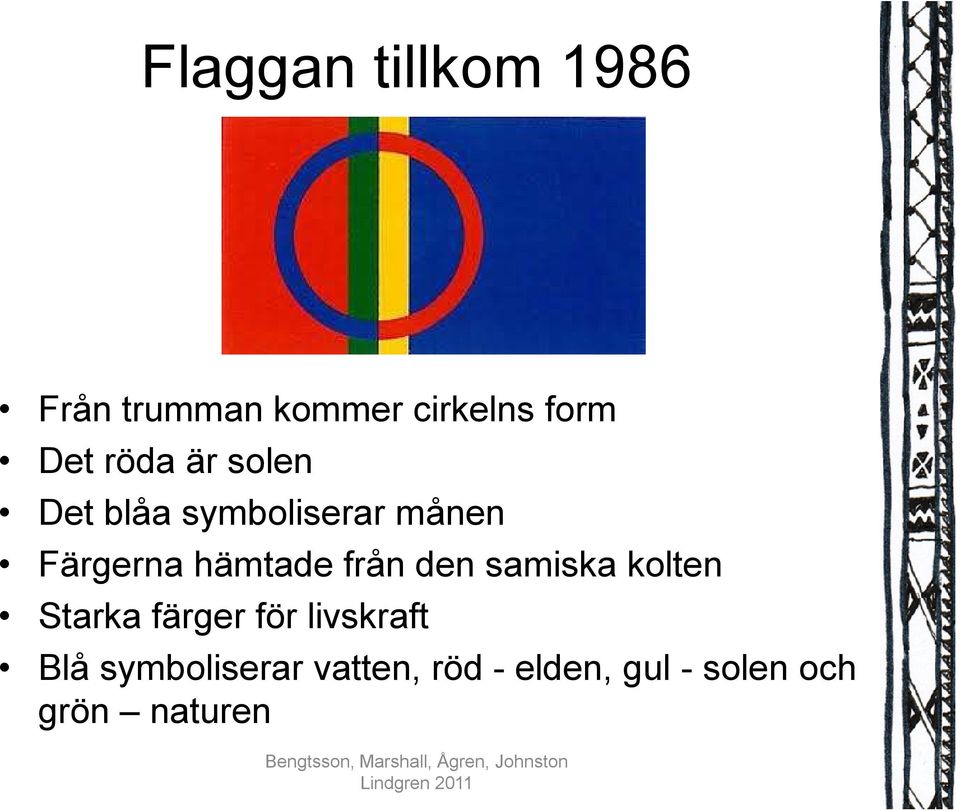 kolten Starka färger för livskraft Blå symboliserar vatten, röd -