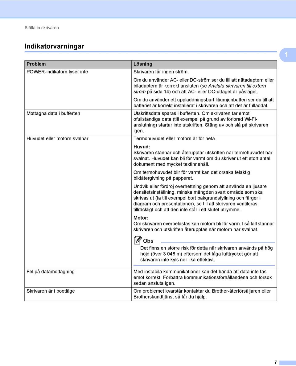 Om du använder ett uppladdningsbart litiumjonbatteri ser du till att batteriet är korrekt installerat i skrivaren och att det är fulladdat. Utskriftsdata sparas i bufferten.