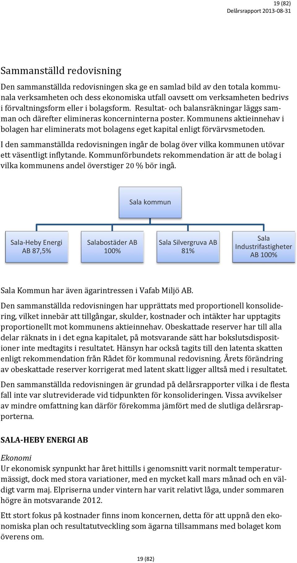 Kommunens aktieinnehav i bolagen har eliminerats mot bolagens eget kapital enligt förvärvsmetoden.