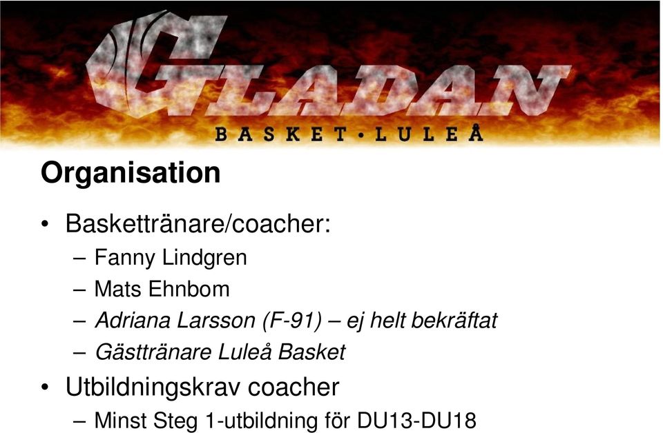 helt bekräftat Gästtränare Luleå Basket