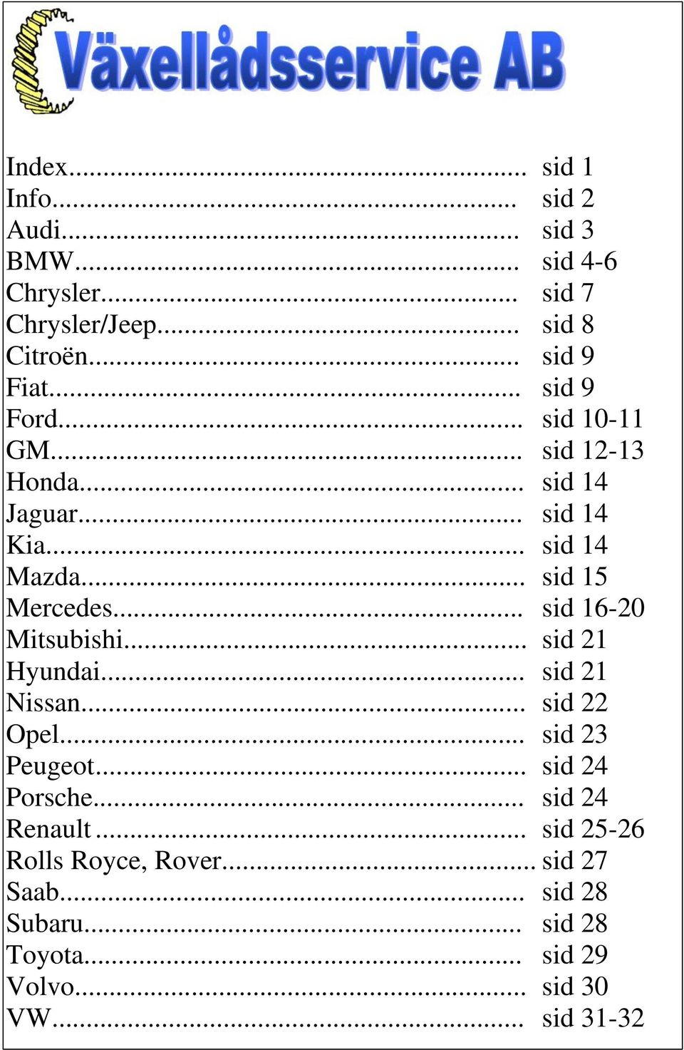 .. sid 5 Mercedes... sid 6-0 Mitsubishi... sid Hyundai... sid Nissan... sid Opel... sid 3 Peugeot... sid 4 Porsche.