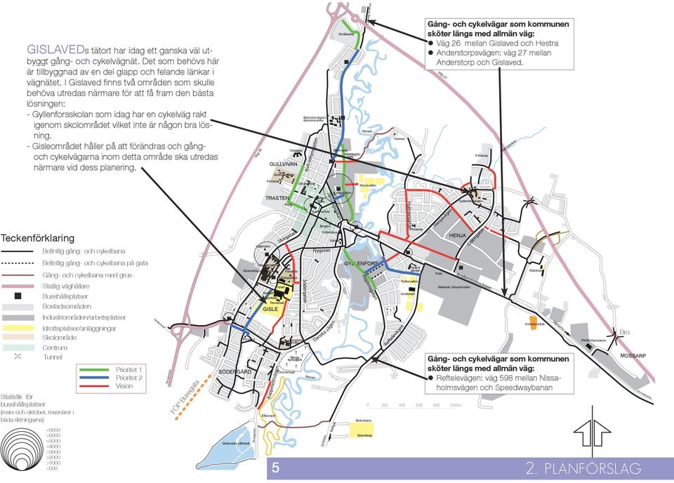 lösning. - Gisleområdet håller på att förändras och gångoch cykelvägarna inom detta område ska utredas närmare vid dess planering.