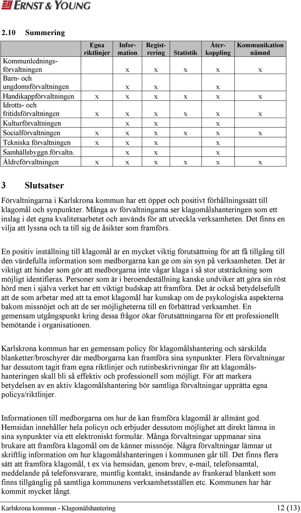 Många av förvaltningarna ser klagomålshanteringen som ett inslag i det egna kvalitetsarbetet och används för att utveckla verksamheten.