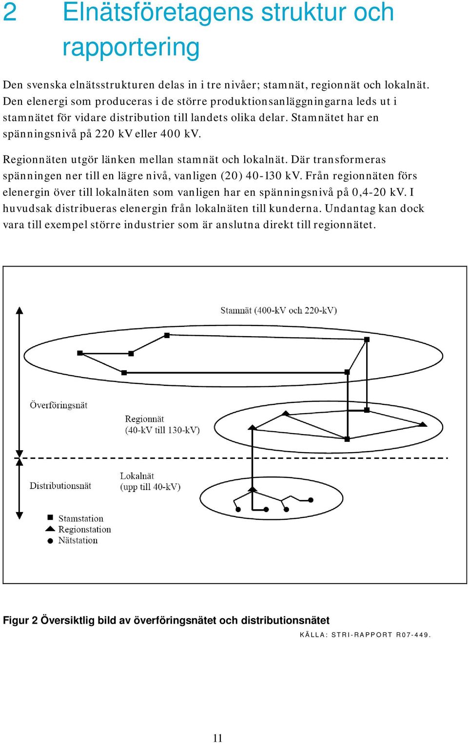 Regionnäten utgör länken mellan stamnät och lokalnät. Där transformeras spänningen ner till en lägre nivå, vanligen (20) 40-130 kv.