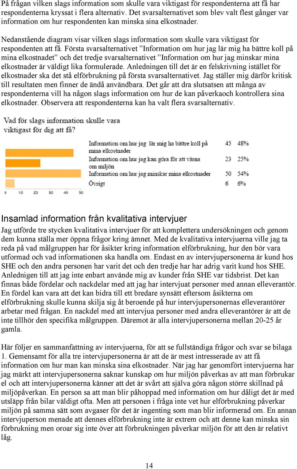 Nedanstående diagram visar vilken slags information som skulle vara viktigast för respondenten att få.