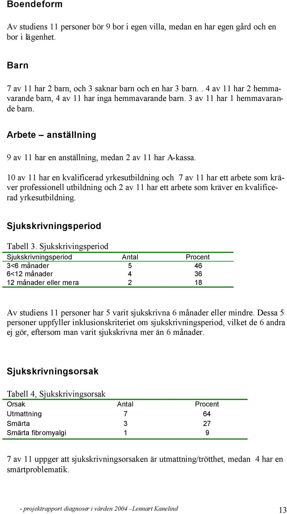 10 av 11 har en kvalificerad yrkesutbildning och 7 av 11 har ett arbete som kräver professionell utbildning och 2 av 11 har ett arbete som kräver en kvalificerad yrkesutbildning.