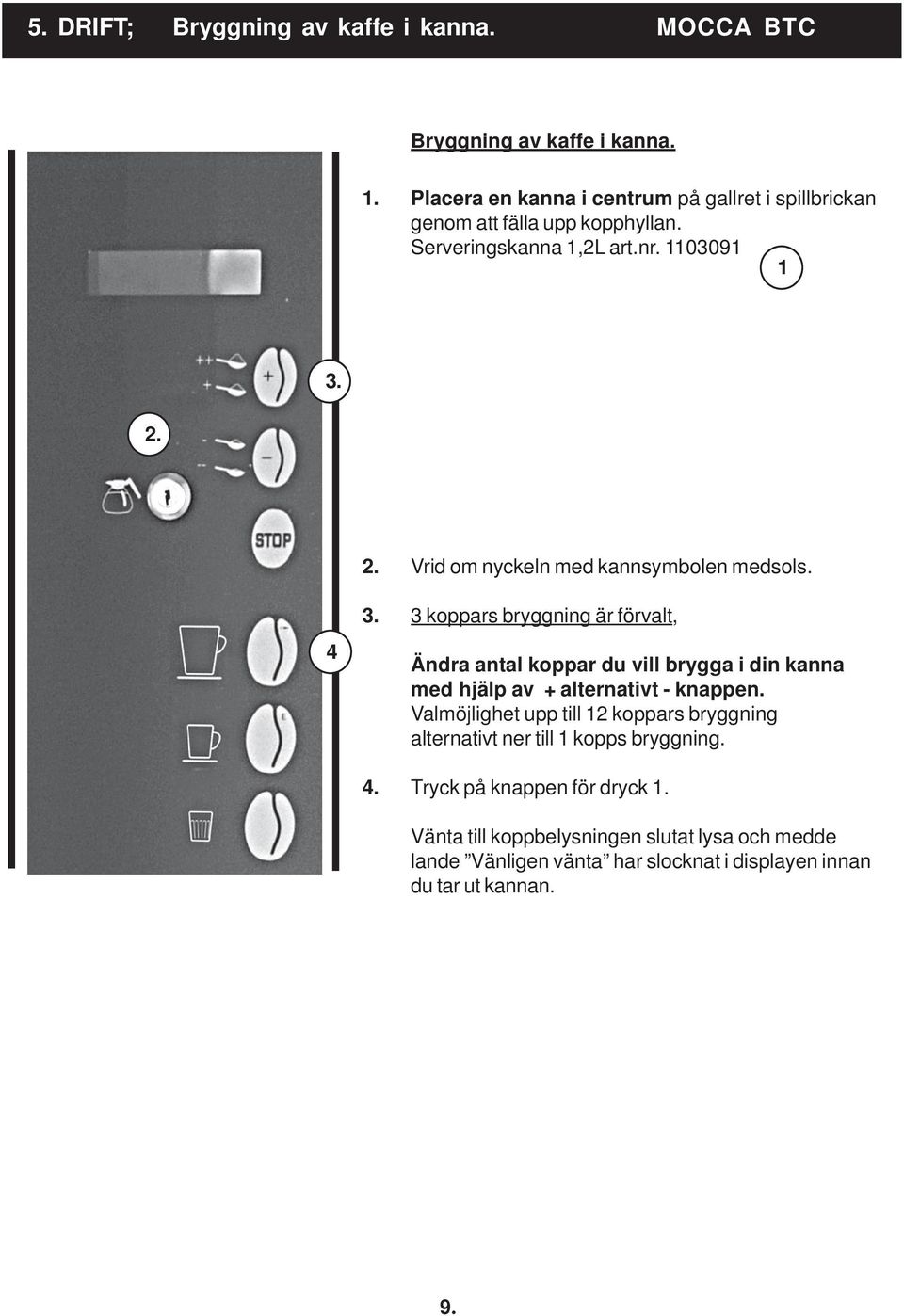 3. 2. Vrid om nyckeln med kannsymbolen medsols. 4 3.