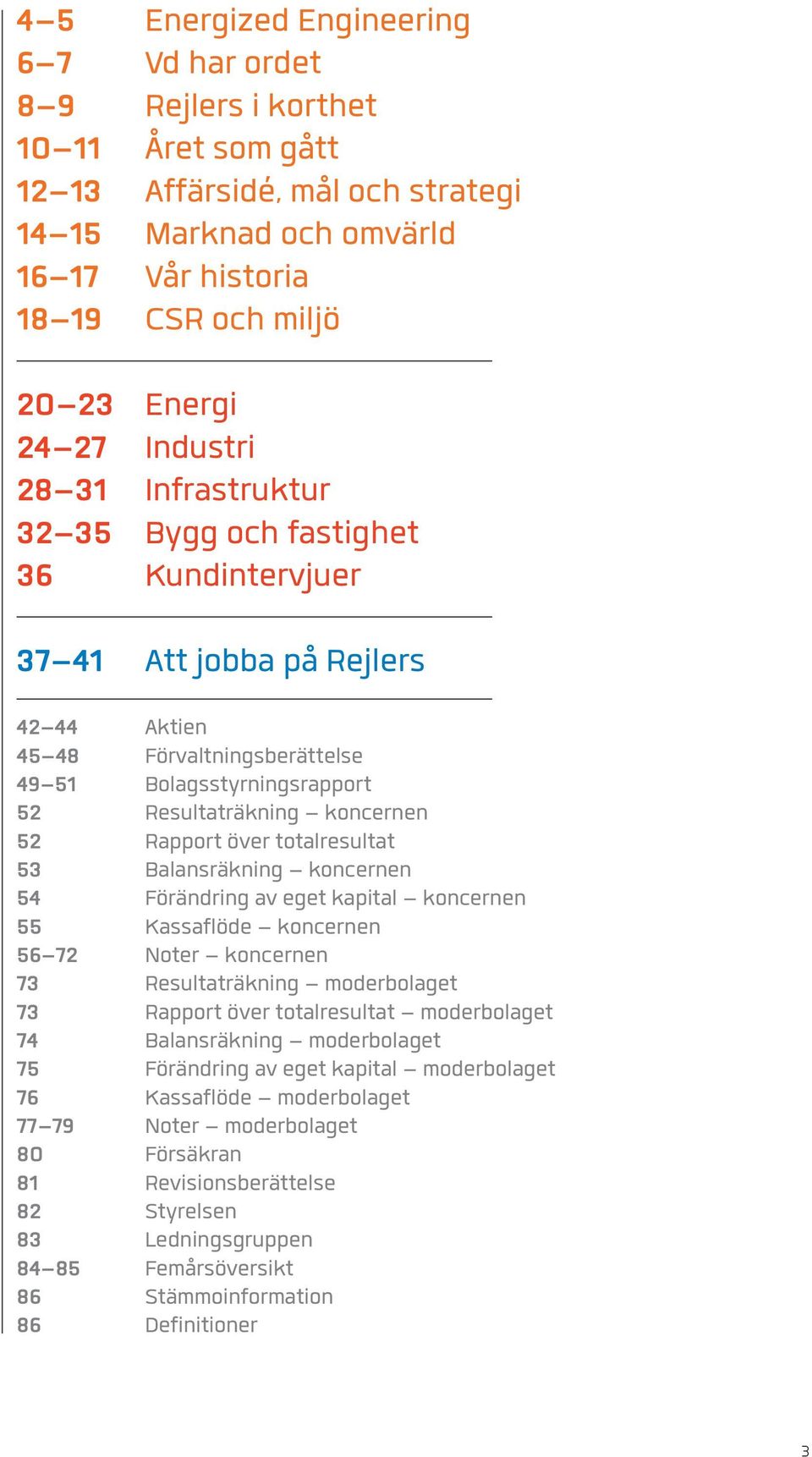 koncernen 52 Rapport över totalresultat 53 Balansräkning koncernen 54 Förändring av eget kapital koncernen 55 Kassaflöde koncernen 56 72 Noter koncernen 73 Resultaträkning moderbolaget 73 Rapport