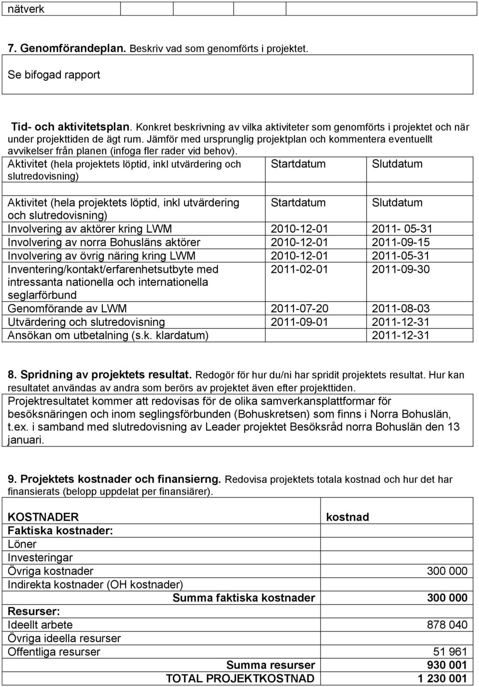 Jämför med ursprunglig projektplan och kommentera eventuellt avvikelser från planen (infoga fler rader vid behov).