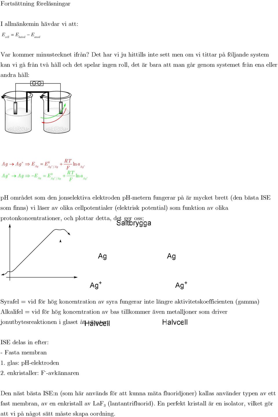 a / ph området som den jonselektva elektroden ph-metern fungerar på är mycket brett (den bästa ISE som fnns) v läser av olka cellpotentaler (elektrsk potental) som funkton av olka