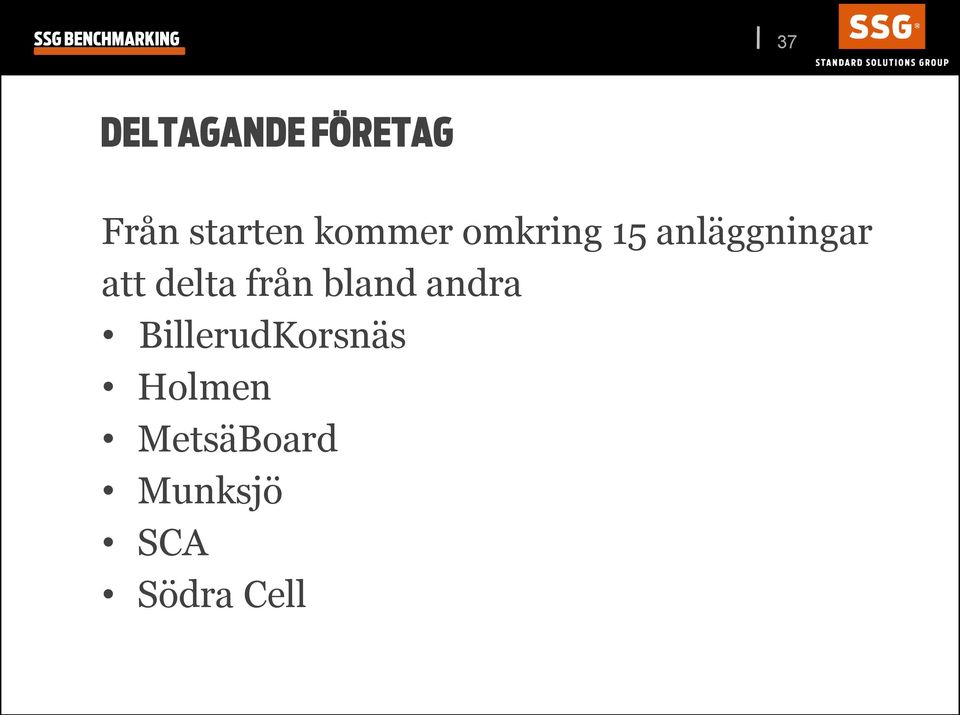 anläggningar att delta från bland andra