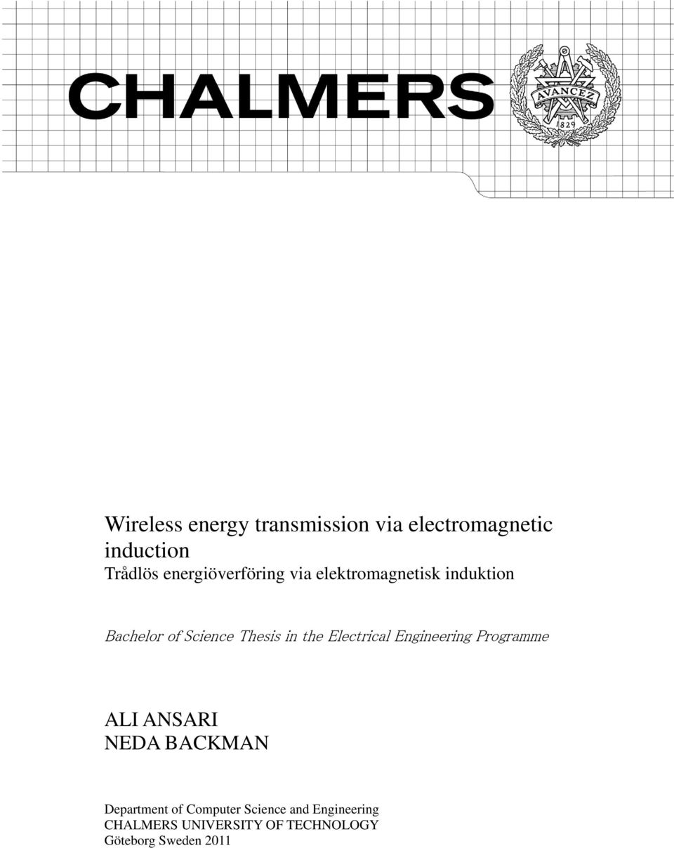 in the Electrical Engineering Programme ALI ANSARI NEDA BACKMAN Department