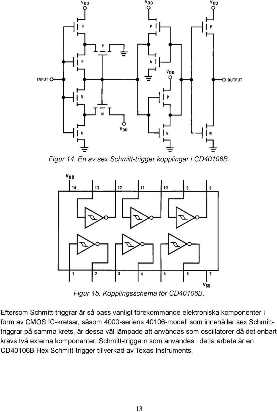 4000-seriens 40106-modell som innehåller sex Schmitttriggrar på samma krets, är dessa väl lämpade att användas som