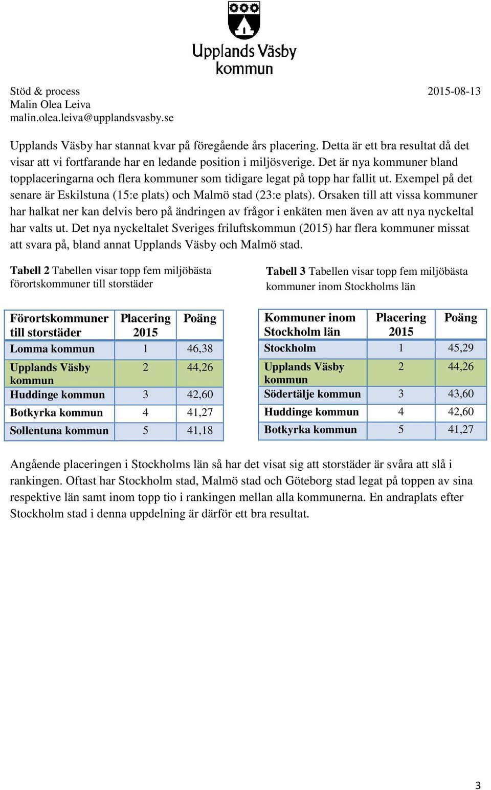 Orsaken till att vissa kommuner har halkat ner kan delvis bero på ändringen av frågor i enkäten men även av att nya nyckeltal har valts ut.