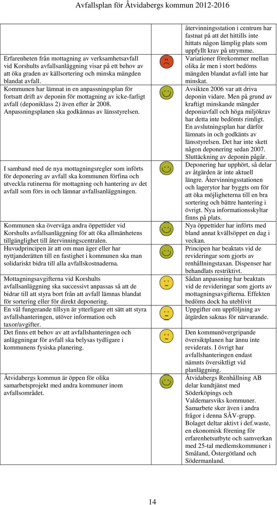 I samband med de nya mottagningsregler som införts för deponering av avfall ska kommunen förfina och utveckla rutinerna för mottagning och hantering av det avfall som förs in och lämnar