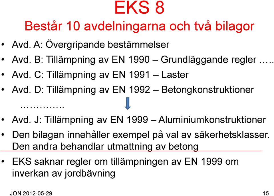 D: Tillämpning av EN 1992 Betongkonstruktioner.. Avd.