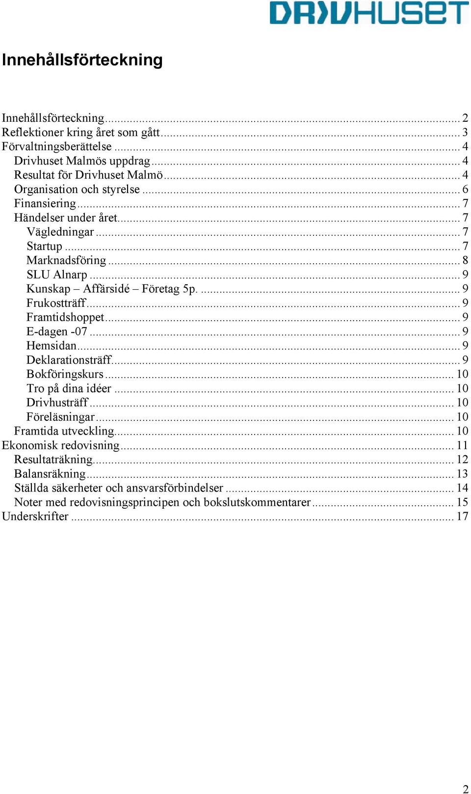 ... 9 Frukostträff... 9 Framtidshoppet... 9 E-dagen -07... 9 Hemsidan... 9 Deklarationsträff... 9 Bokföringskurs... 10 Tro på dina idéer... 10 Drivhusträff... 10 Föreläsningar.