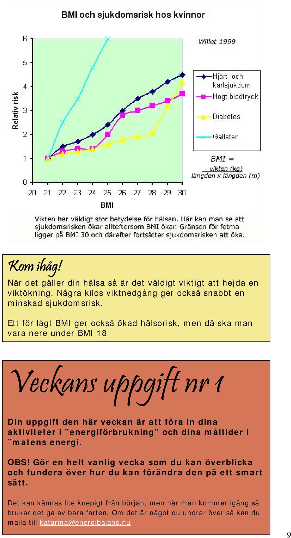 energiförbrukning och dina måltider i matens energi. OBS! Gör en helt vanlig vecka som du kan överblicka och fundera över hur du kan förändra den på ett smart sätt.