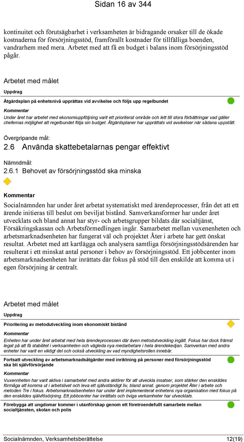 Arbetet med målet Uppdrag Åtgärdsplan på enhetsnivå upprättas vid avvikelse och följs upp regelbundet Kommentar Under året har arbetet med ekonomiuppföljning varit ett prioriterat område och lett