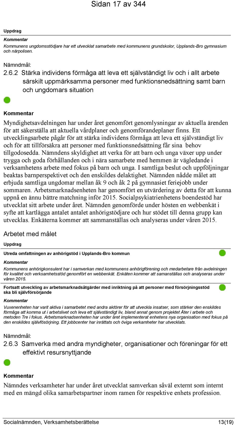 har under året genomfört genomlysningar av aktuella ärenden för att säkerställa att aktuella vårdplaner och genomförandeplaner finns.