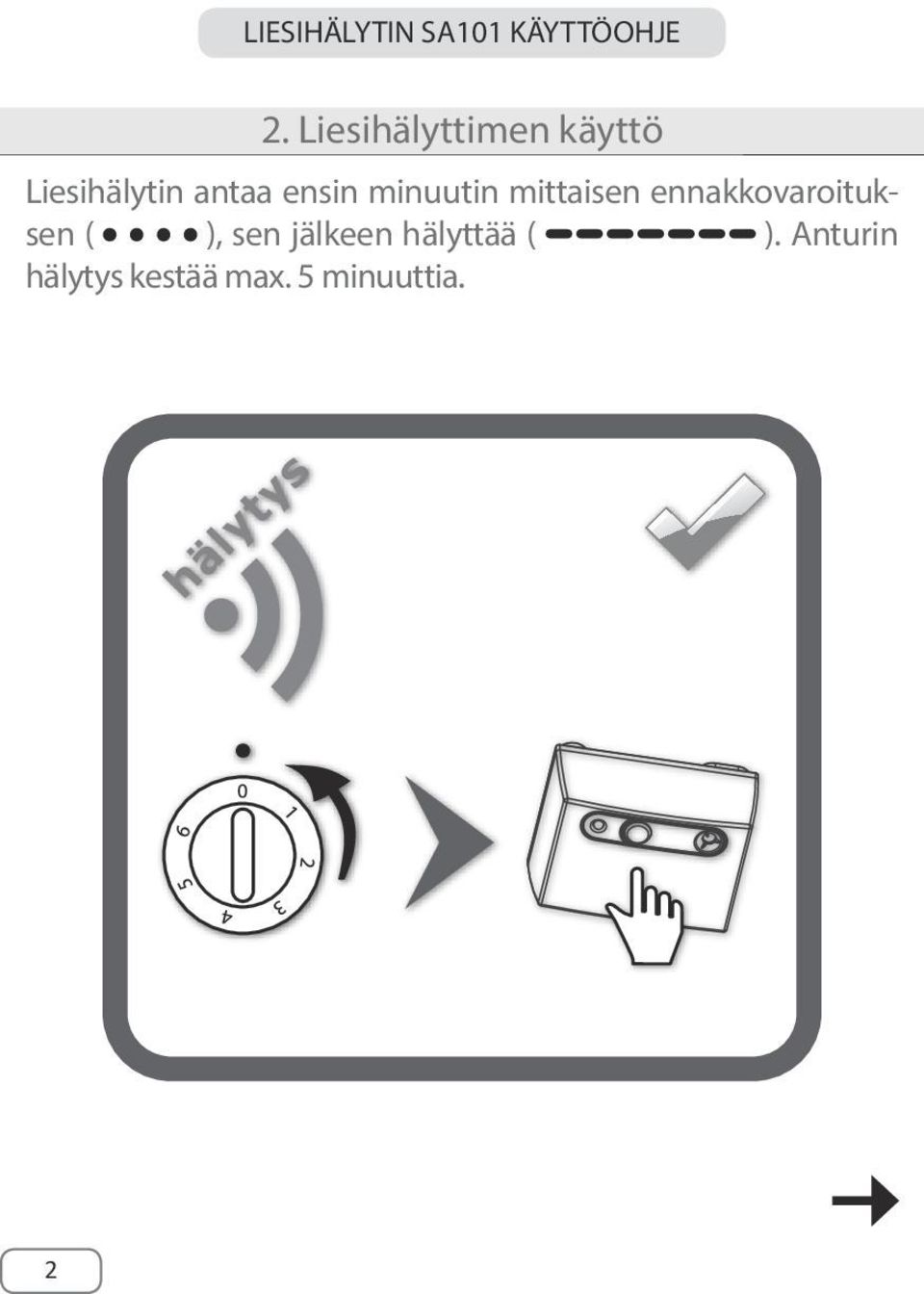 minuutin mittaisen ennakkovaroituksen ( ), sen