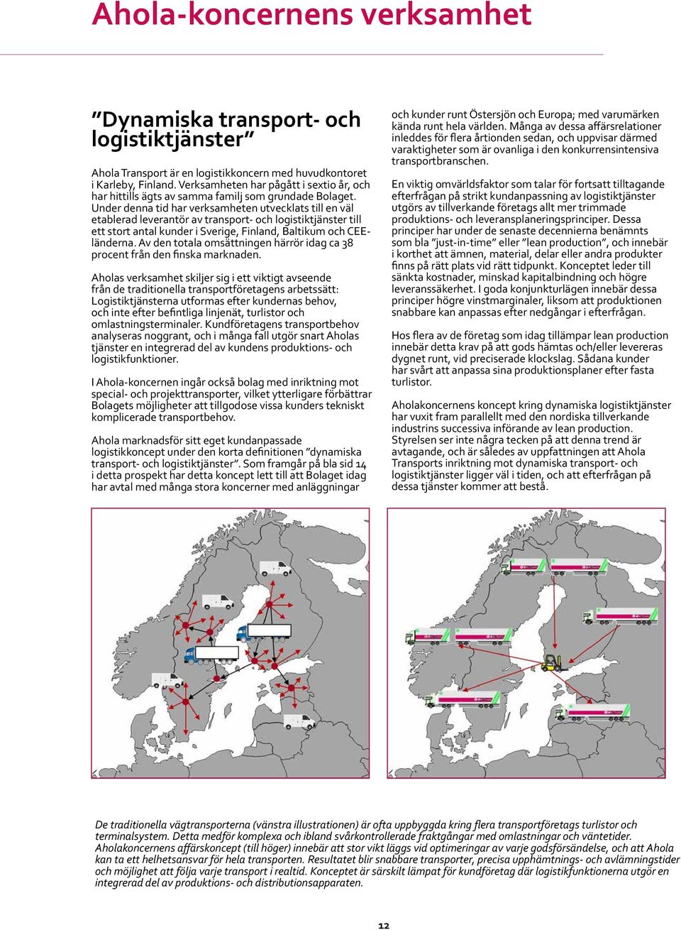 Under denna tid har verksamheten utvecklats till en väl etablerad leverantör av transport- och logistiktjänster till ett stort antal kunder i Sverige, Finland, Baltikum och CEEländerna.