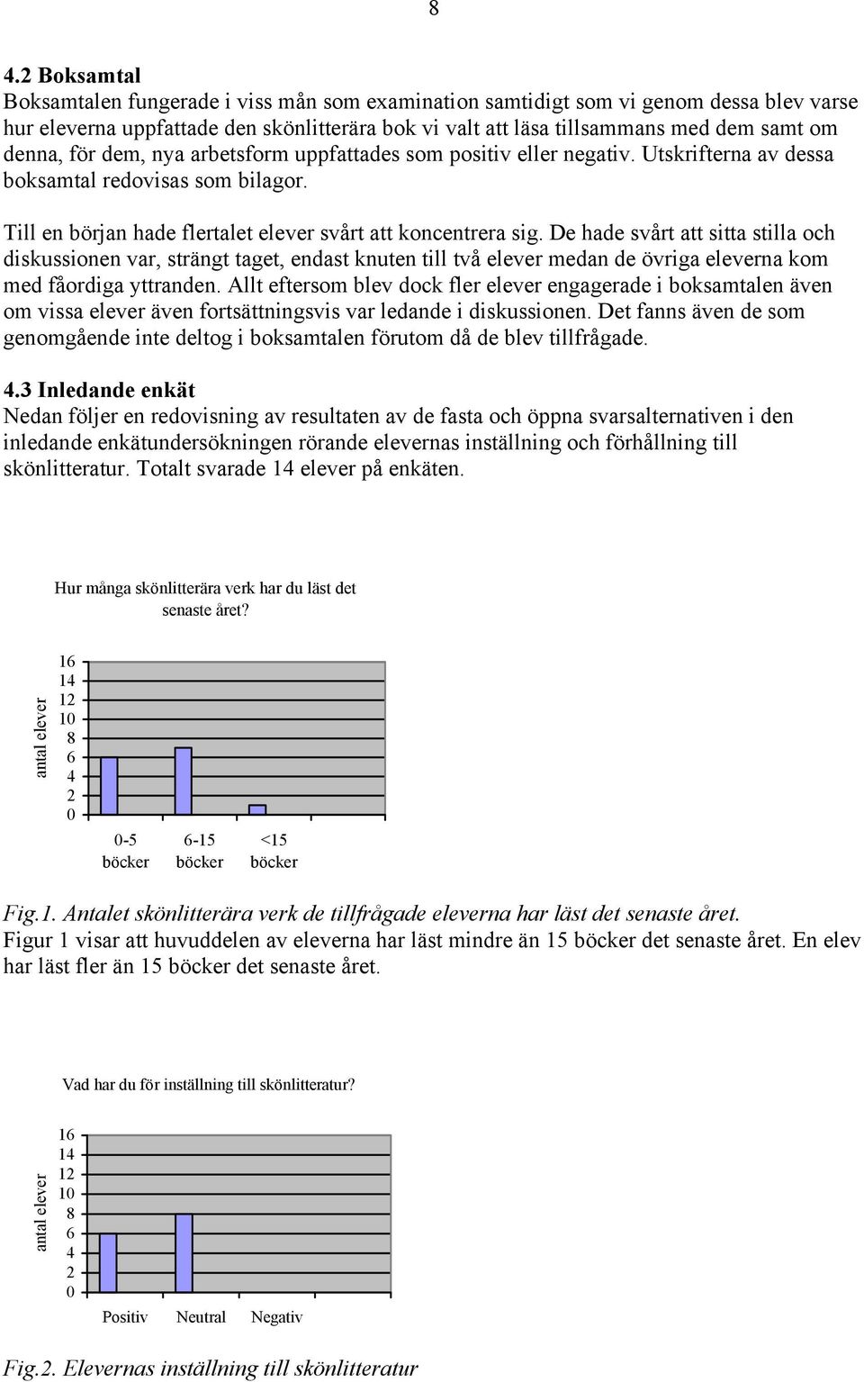 De hade svårt att sitta stilla och diskussionen var, strängt taget, endast knuten till två elever medan de övriga eleverna kom med fåordiga yttranden.