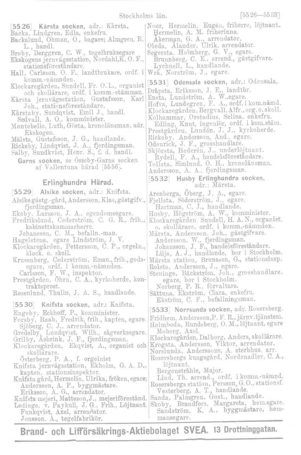 Ekskogens jernvägsstation, Nordahl,K. O. P., Brunnberg. C. E., an end., gästgifvare. stationsföreståndare. Lychnell, L., handlande. Hall, Carlsson, O. F., landtbrukare, ordf. i Wrå, Norströrn, J.