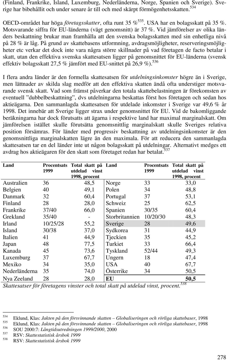 Vid jämförelser av olika länders beskattning brukar man framhålla att den svenska bolagsskatten med sin enhetliga nivå på 28 % är låg.