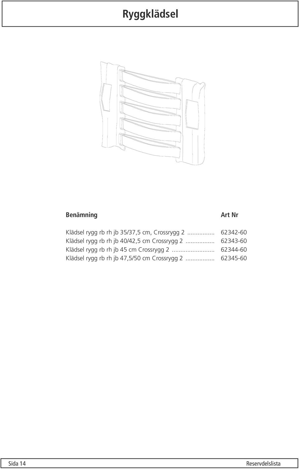 .. 62343-60 Klädsel rygg rb rh jb 45 cm Crossrygg 2.
