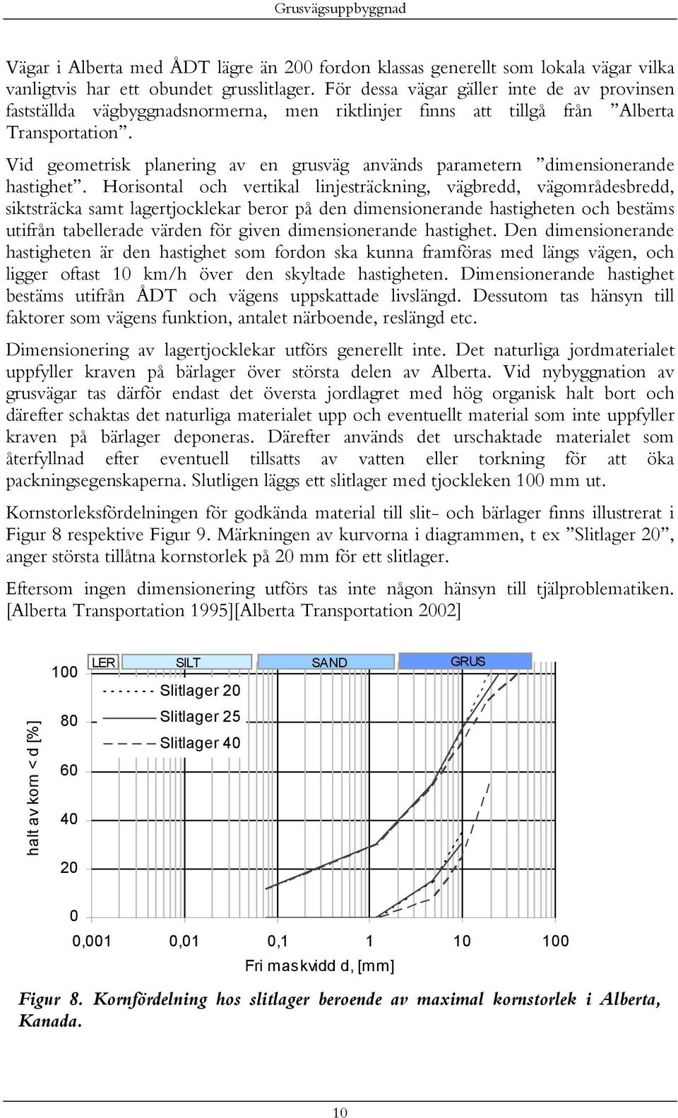 Vid geometrisk planering av en grusväg används parametern dimensionerande hastighet.