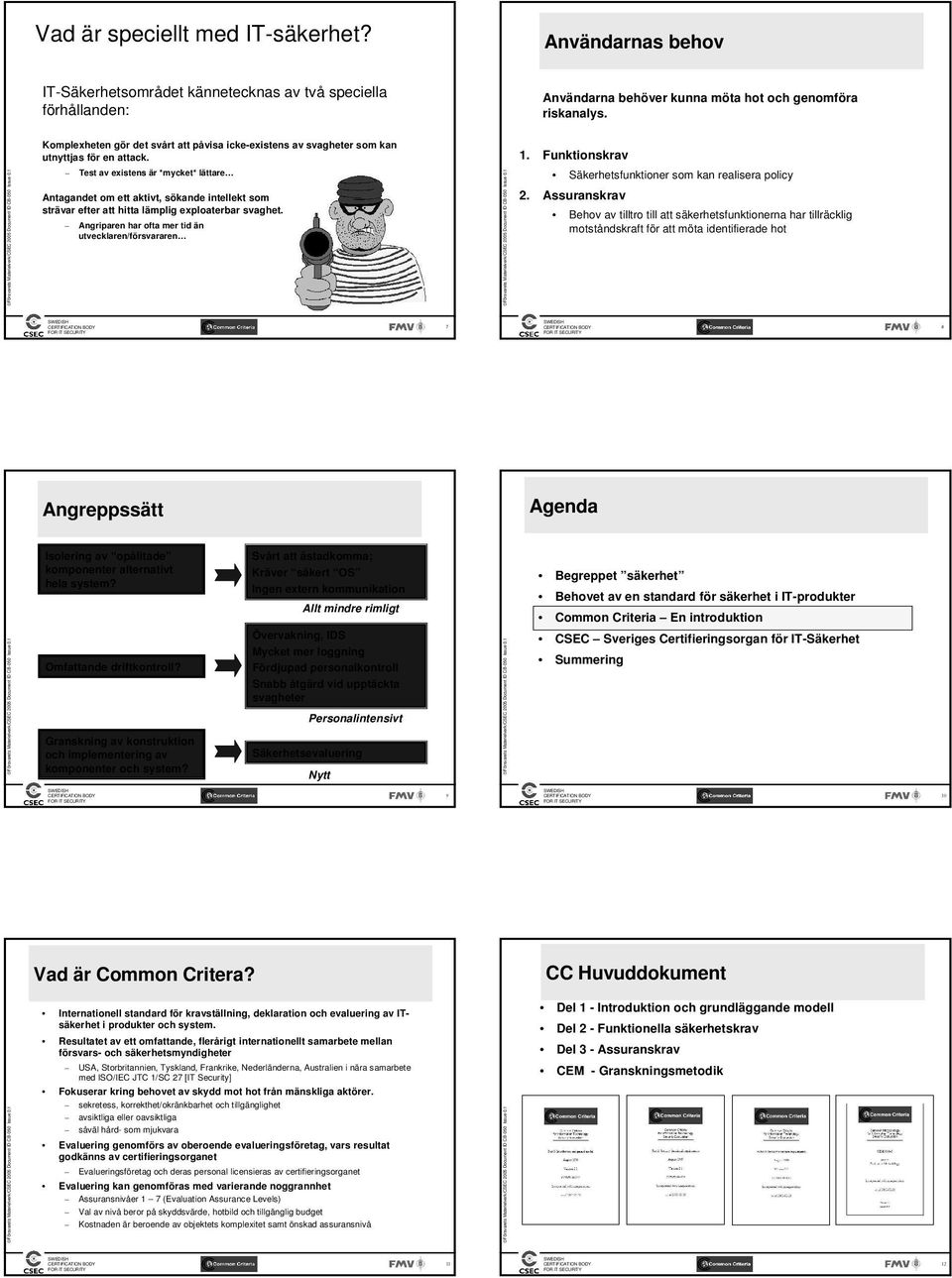 Test av existens är *mycket* lättare Antagandet om ett aktivt, sökande intellekt som strävar efter att hitta lämplig exploaterbar svaghet. Angriparen har ofta mer tid än utvecklaren/försvararen 1.