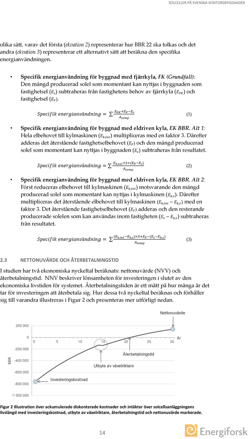 fjärrkyla ( ) och fastighetsel ( ). ä (1) Specifik energianvändning för byggnad med eldriven kyla, EK BBR. Alt 1: Hela elbehovet till kylmaskinen (, ) multipliceras med en faktor 3.