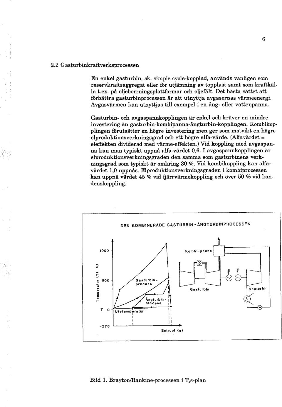 DEN KOMBINERADE GASTURBIN- ANGTURB1NPROCESSEN 1000? ;:: " o '" o ' " T o -273 Gasturbin- och avgaspannkopplingen är enkel och kräver en mindre investering än gasturbin-kombipanna-ångturbin-kopplingen.