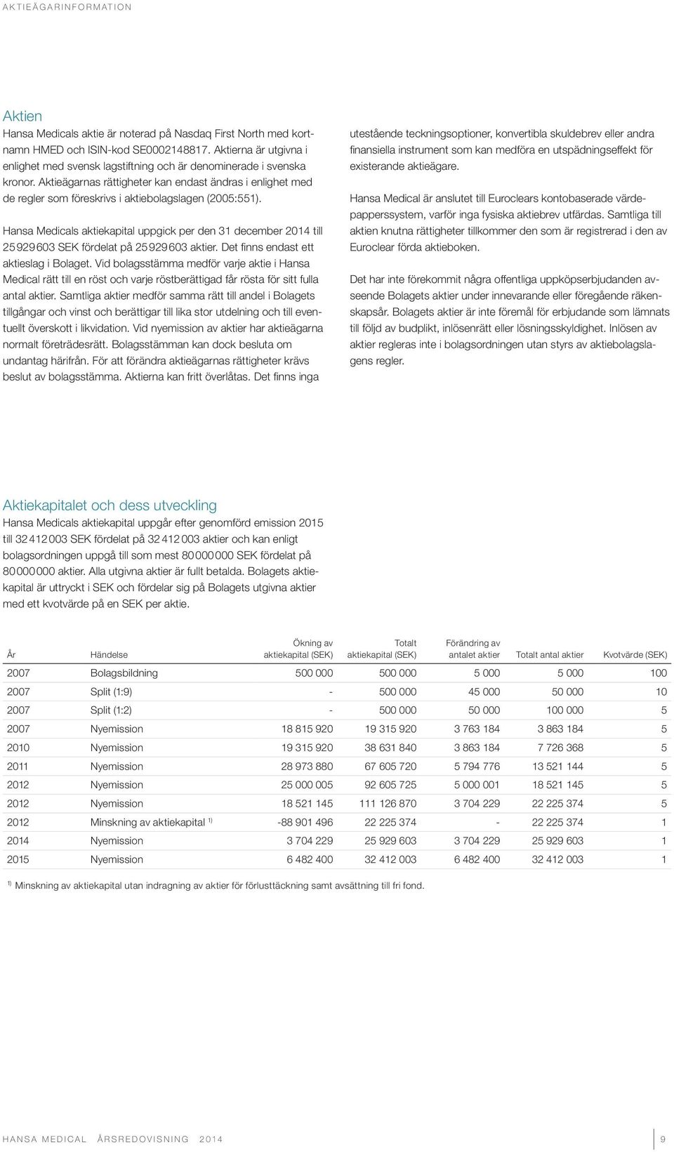 Aktieägarnas rättigheter kan endast ändras i enlighet med de regler som föreskrivs i aktiebolagslagen (2005:551).