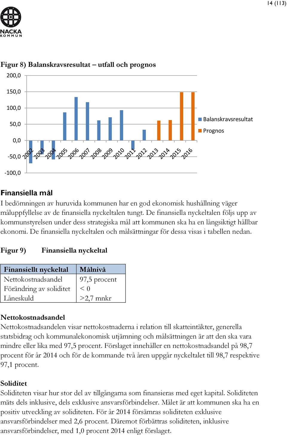 De finansiella nyckeltalen följs upp av kommunstyrelsen under dess strategiska mål att kommunen ska ha en långsiktigt hållbar ekonomi.