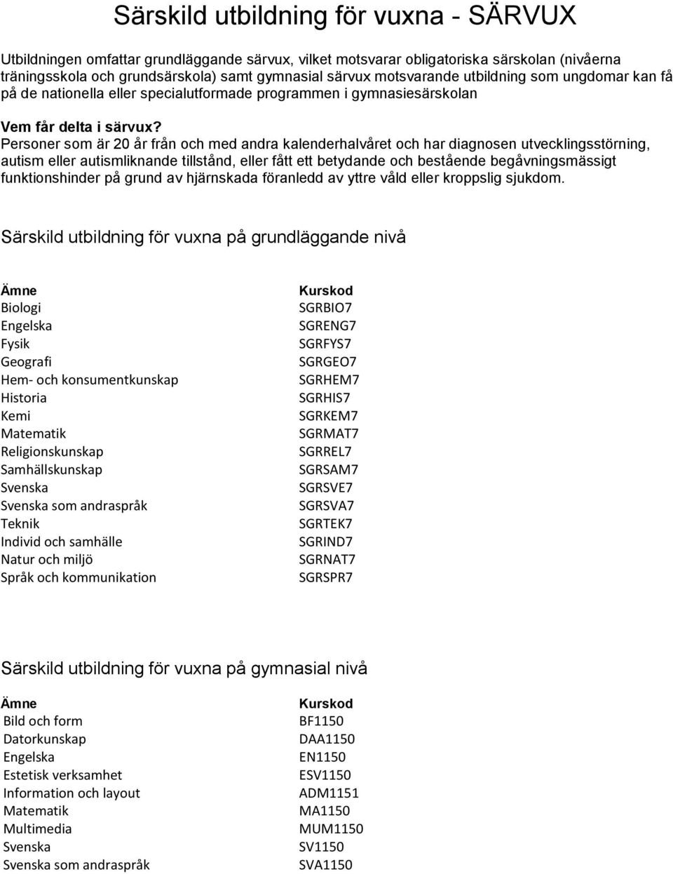 Personer som är 20 år från och med andra kalenderhalvåret och har diagnosen utvecklingsstörning, autism eller autismliknande tillstånd, eller fått ett betydande och bestående begåvningsmässigt