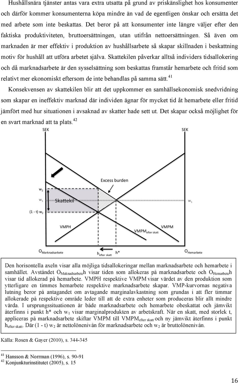 Så även om marknaden är mer effektiv i produktion av hushållsarbete så skapar skillnaden i beskattning motiv för hushåll att utföra arbetet själva.