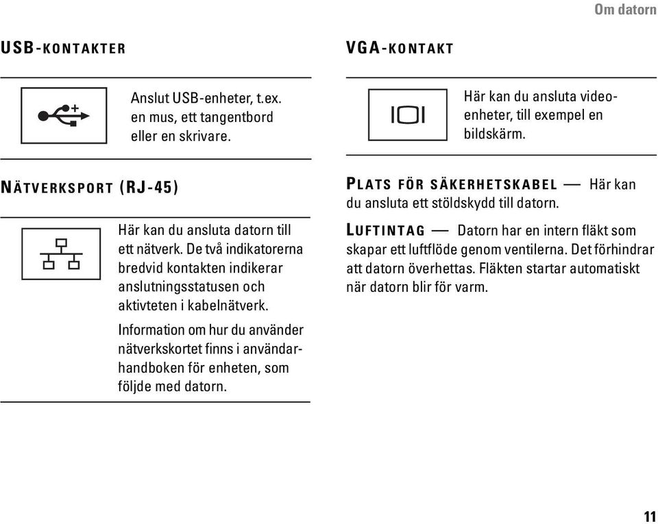 Information om hur du använder nätverkskortet finns i användarhandboken för enheten, som följde med datorn.